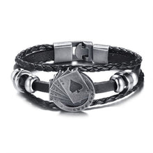 Load image into Gallery viewer, Vnox Lucky Vintage Men&#39;s Leather Bracelet Playing Cards